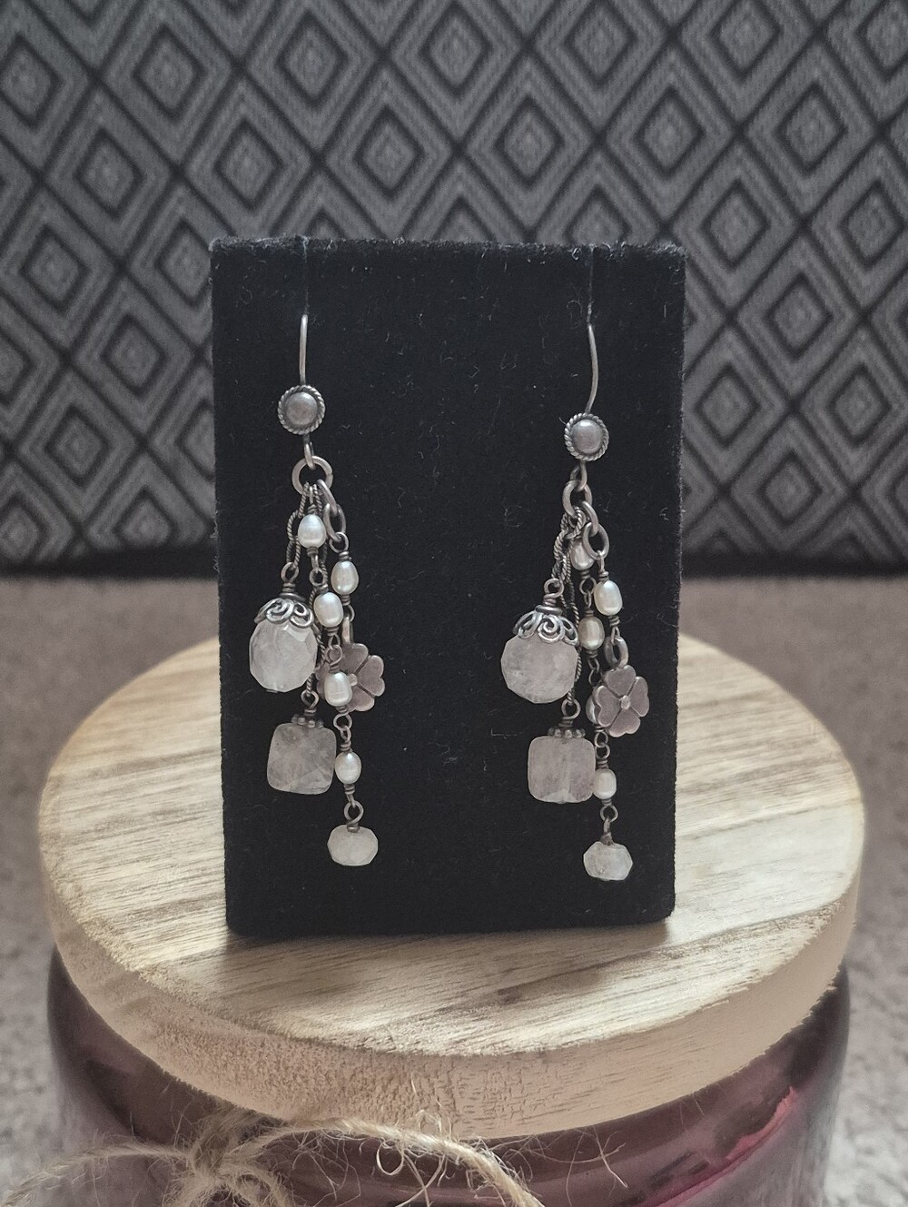 SILPADA  quartz pearl crystal flower Sterling silver filigree  925 drop dangle